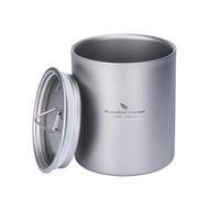 iBasingo Pure Titanium Mug 350ml Double Walled Coffee Tea Mug Ultra-Light & Leak-Resistant Lid for Camping, Hiking, Travel, Office & Daily Use, Dishwasher Safe Ti3022D