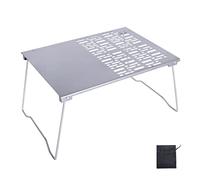 iBasingo Titanium 2-in-1 Folding Camping Table & BBQ Grill - Portable Mini Desk with Grill Net for Camping, Picnics & Hiking - Lightweight Campfire/Charcoal Barbecue Smoker Ti2023C
