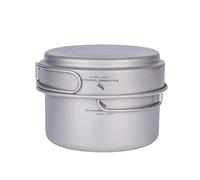 iBasingo Titanium Camping Cookware Set Backpacking Pot Pan | Ultralight Portable Cooking Set with Folding Handle for Outdoor Trekking Bushcraft Hiking Picnic
