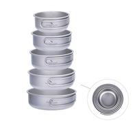 iBasingo Titanium Camping Cookware Set with Folding Handle 5-Piece Ti1096T | Ultralight 350ml-800ml Stackable Backpacking Bowls, Portable Mess Kit for Outdoor Hiking Trekking Picnic