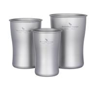 iBasingo Titanium Cups (240ml/380ml/600ml) Ultralight Stackable Travel Cup Outdoor Camping Drinkware for Iced Tea Beer Coffee Juices & Cold Drinks Durable Portable Mugs for Picnics Backpacking Ti3234D