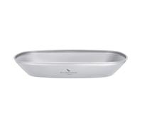 iBasingo Titanium Oval Camping Plate 25cm Oblong Snack Serving Tray Ti1114T | Ultralight Boat Shape Car Camp Plate Shallow Fish Platter for Outdoor BBQ Trekking Hiking Picnic Backpacking Fishing