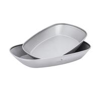 iBasingo Titanium Plate 25cm/23.2cm - Outdoor Camping Portable Dinner Dish Metal Pan for Fish, Fruits, Snacks, Vegetables - Ultralight Durable Grey Kitchen Service Bowl Tableware Ti1143T