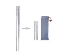 iBasingo Titanium Telescopic Chopsticks Camping Cutlery Detachable Folding Chopsticks Outdoor Travel Portable Tableware Small Lightweight Flatware Business Picnic Hiking Fishing Dinnerware Ti1004T