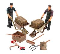 ibasnice Farm Model Toys Set 12-Piece Mini Figures with Farmers and Tools Realistic Plastic Farm Scene Playset for Educational Role Play and Creative Fun