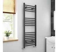 iBathUK | 1200 x 450 Anthracite Straight Heated Towel Rail Bathroom Radiator