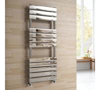 iBathUK | 1200 x 450 mm Chrome Designer Flat Panel Heated Towel Rail Radiator RF1200450