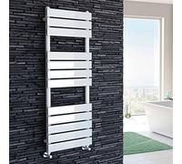 iBathUK | 1200 x 450 White Flat Panel Heated Towel Rail Bathroom Radiator