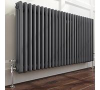 iBathUK | 600 x 1177 mm Traditional Cast Iron Matt Anthracite Triple Panel Horizontal Radiator