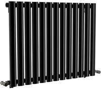 iBathUK | 600 x 780 mm Black Column Designer Radiator Horizontal Single Oval Panel