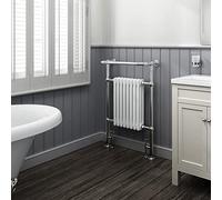 iBathUK | 8 Column Traditional Heated Towel Rail Bathroom Radiator + Valves