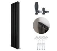 Ibathuk Anthracite 1800X470X100 Three Column Radiator + Angled Valve-Grey
