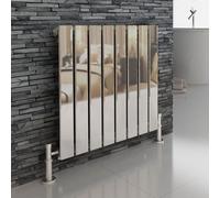 iBathUK Apex Horizontal Column Designer Radiator, Single Flat Panel Heating, Chrome, UK Radiators, 600 x 600 mm