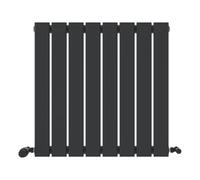 iBathUK Apex Horizontal Single Slim Flat Panel Designer Radiator with Steel Central Heating Panel Heater Bathroom Bedroom Living Room Radiator in Matt Anthracite, 600 x 608mm