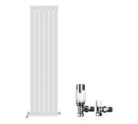 iBathUK Apex Tall Vertical Radiator with Mirror, Single Flat Panel, 1800x450mm, Wall Mounted for Bathroom,Kitchen,Living Room with Radiator Valve - Anthracite