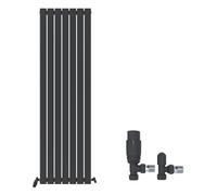 iBathUK Apex Tall Vertical Radiator with Mirror, Single Flat Panel, 1800x605mm, Wall Mounted for Bathroom,Kitchen,Living Room with Radiator Valve - Anthracite