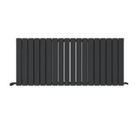 iBathUK Apex Wall Mounted Horizontal Double Slim Flat Panel Designer Radiator, Steel Hydronic Central Heating, Modern Designer Radiator for Bathrooms in Matt Anthracite, 600 x 1368mm