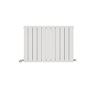 iBathUK Apex Wall Mounted Horizontal Double Slim Flat Panel Radiator, 11-Column Steel, Hydronic Central Heating, High Thermal Output, Modern Designer Radiator for Bathroom in Matt White, 600x836 mm