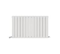 iBathUK Apex Wall Mounted Horizontal Double Slim Flat Panel Radiator, 13-Column Steel, Hydronic Central Heating, High Thermal Output, Modern Designer Radiator for Bathroom in Matt White, 600x988 mm