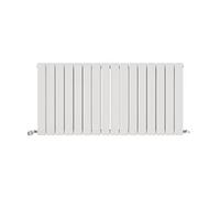 iBathUK Apex Wall Mounted Horizontal Double Slim Flat Panel Radiator, 16-Column Steel, Hydronic Central Heating, High Thermal Output, Modern Designer Radiator for Bathroom in Matt White, 600x1216 mm