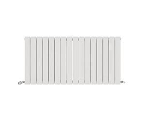 iBathUK Apex Wall Mounted Horizontal Double Slim Flat Panel Radiator, 16-Column Steel, Hydronic Central Heating, High Thermal Output, Modern Designer Radiator for Bathroom in Matt White, 600x1216 mm