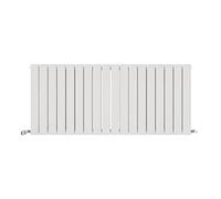 iBathUK Apex Wall Mounted Horizontal Double Slim Flat Panel Radiator, 18-Column Steel, Hydronic Central Heating, High Thermal Output, Modern Designer Radiator for Bathroom in Matt White, 600x1368 mm