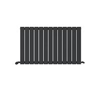 iBathUK Apex Wall Mounted Horizontal Single Slim Flat Panel Designer Radiator, Steel Central Heating Panel Heater High BTU, Slim Radiator Bottom Feed in Matt Anthracite, 600 x 988mm