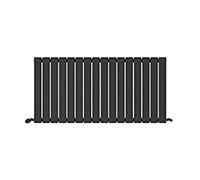 iBathUK Apex Wall Mounted Horizontal Single Slim Flat Panel Designer Radiator, Steel Central Heating Radiator, High Output Panel Heater for Bathrooms in Matt Anthracite, 600 x 1216mm