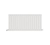 iBathUK Apex Wall-Mounted Horizontal Single Slim Flat Panel Radiator, Steel 16 columns, Hydronic Central Heating, High Thermal Output, Modern Designer Radiator for Bathroom in Matt White, 1216mmx600mm