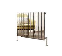 iBathUK Apex Wall-Mounted Horizontal Single Slim Flat Panel Radiator, Steel Chrome High Thermal Output Hydronic Central Heating, Modern Designer Radiator in Chrome, 600 × 836mm