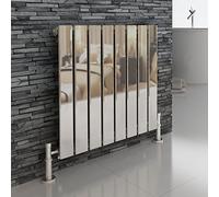 iBathUK Apex Wall-Mounted Horizontal Single Slim Flat Panel Radiator, Steel Chrome High Thermal Output Hydronic Central Heating, Modern Designer Radiator in Chrome, 600 × 608mm