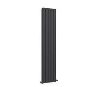 iBathUK Apex Wall Mounted Vertical Double Slim Flat Panel Designer Radiator, Steel Hydronic Central Heating, 5 Columns Tall Designer Radiator for Bathroom in Matt Anthracite, 1800mm