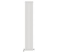 iBathUK Apex Wall Mounted Vertical Double Slim Flat Panel Radiator, 4-Column Steel, Hydronic Central Heating, High Thermal Output, Modern Designer Radiator for Bathroom in Matt White, 1800x304 mm