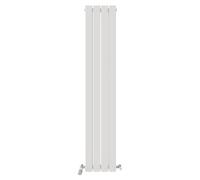 iBathUK Apex Wall Mounted Vertical Double Slim Flat Panel Radiator, 4-Column Steel, Hydronic Central Heating, High Thermal Output, Modern Designer Radiator for Bathroom in Matt White, 1600x304 mm