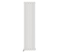 iBathUK Apex Wall Mounted Vertical Double Slim Flat Panel Radiator, 5-Column Steel, Hydronic Central Heating, High Thermal Output, Modern Designer Radiator for Bathroom in Matt White, 1600x380 mm