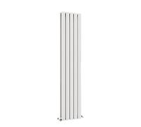 iBathUK Apex Wall Mounted Vertical Double Slim Flat Panel Radiator, 5-Column Steel, Hydronic Central Heating, High Thermal Output, Modern Designer Radiator for Bathroom in Matt White, 1800x380 mm