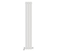 iBathUK Apex Wall-Mounted Vertical Single Slim Flat Panel Radiator, 3-Column Steel, Hydronic Central Heating, High Thermal Output, Modern Designer Raidator for Bathroom in Matt White, 1600x228 mm