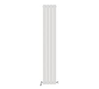 iBathUK Apex Wall Mounted Vertical Single Slim Flat Panel Radiator, 4-Column Steel, Hydronic Central Heating, High Thermal Output, Modern Designer Radiator for Bathroom in Matt White, 1800x304 mm