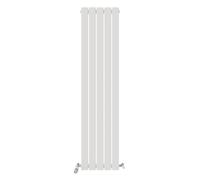 iBathUK Apex Wall Mounted Vertical Single Slim Flat Panel Radiator, 5-Column Steel, Hydronic Central Heating, High Thermal Output, Modern Designer Radiator for Bathroom in Matt White, 1600x380 mm