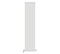 iBathUK Apex Wall Mounted Vertical Single Slim Flat Panel Radiator, 5-Column Steel, Hydronic Central Heating, High Thermal Output, Modern Designer Radiator for Bathroom in Matt White, 1800x380 mm