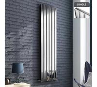 iBathUK Apex Wall-Mounted Vertical Single Slim Flat Panel Radiator, Steel Chrome High Thermal Output Hydronic Central Heating, Designer Modern Radiator in Chrome, 1800 × 456mm