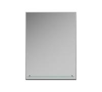 iBathUK Aria Bathroom Mirror Frameless Designer Rectangle Mirror with Glass Storage Shelf, Modern Wall Mounted Clear Silver Glass for Stylish Bathroom Spaces, 600x800mm