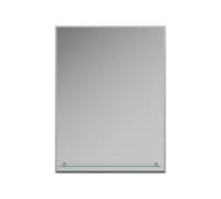 Ibathuk Aria Wall Mounted Rectangular Bathroom Mirror With Fixed Glass Shelf, Modern Frameless Vertical Mirror, 600 X 800mm