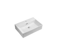 iBathUK Aventa Wall Hung Wash Basin Sink, Modern Rectangular Ceramic Bathroom Sink Bowl, Counter Top Ceramic Wash Basin in Gloss White Glazed, 36 x 51 x 13cm