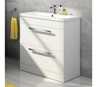 iBathUK Avon 2 Drawer Floorstanding Vanity Unit With Basin - 800mm X 800mm - 1 Tap Hole - Gloss White