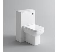 iBathUK Avon WC Toilet Unit, Back to Wall Concealed Cistern Cabinet, Durable Moisture-Resistant Construction, Square Design Modern Bathroom Furniture in Premium Gloss Grey Finish, 500mm