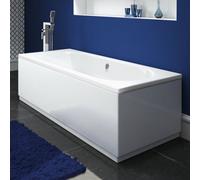 Ibathuk Bathroom White Gloss Bath Double Ended Straight Round Acrylic Bathtub With Adjustable Feet - 1800 X 800mm