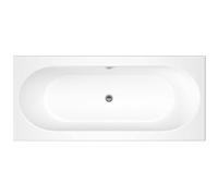 iBathUK Bathroom White Gloss Bath Double Ended Straight Round Acrylic Bathtub with Adjustable Feet - 1700 x 700mm