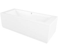 iBathUK Bathroom White Gloss Bath Double Ended Straight Square Acrylic Bathtub with Adjustable Feet - 1700 x 700mm