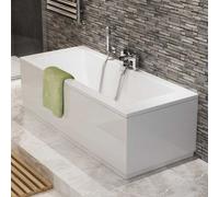 iBathUK Bathroom White Gloss Bath Double Ended Straight Square Acrylic Bathtub with Adjustable Feet - 1700 x 750mm